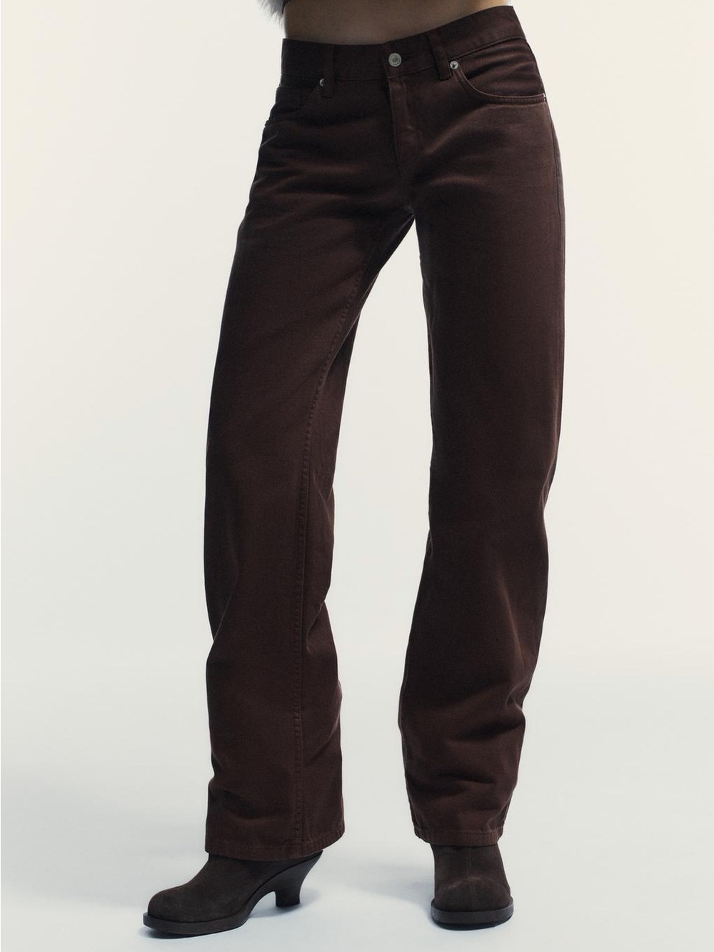 Zara wide leg low rise jeans brown 5575/227/717